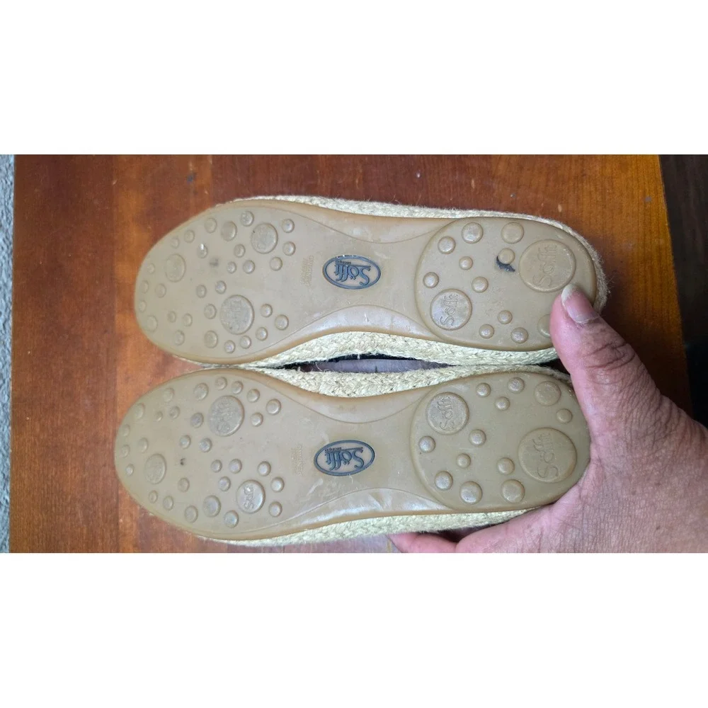 Sofft Black Leather Espadrille Flats Women's 7.5M Woven Slip‎ On Loafers Casual